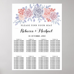 Póster elegante acuarela floral de los asientos