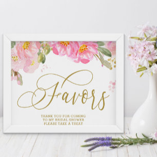 Póster Elegante acuarela Floral Oro Rosa Favorece Rótulo