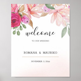 Póster Elegante acuarela floral pintada a mano