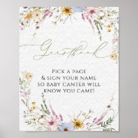 Elegante acuarela Flores silvestres Poster del lib
