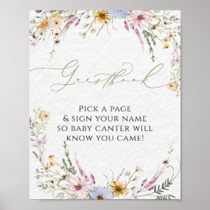 Póster Elegante acuarela Flores silvestres Poster del lib