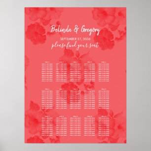 Póster Elegante acuarela Hibiscus Boda