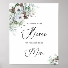 Póster Elegante acuarela invierno Anemones flor novia