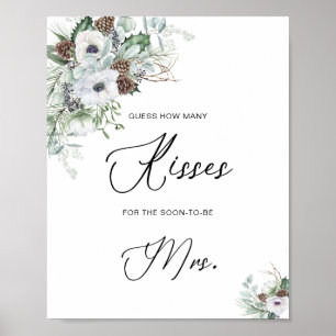 Póster Elegante acuarela invierno Anemones flor novia