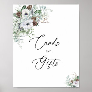 Póster Elegante acuarela invierno Anemones flor novia