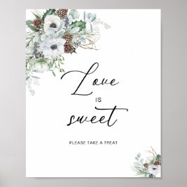 Póster Elegante acuarela invierno Anemones flor novia