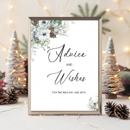 Póster Elegante acuarela invierno Anemones flor novia