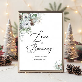 Póster Elegante acuarela invierno Anemones flor novia