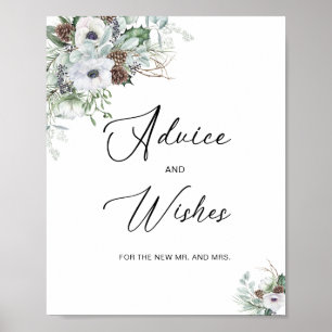 Póster Elegante acuarela invierno Anemones flor novia