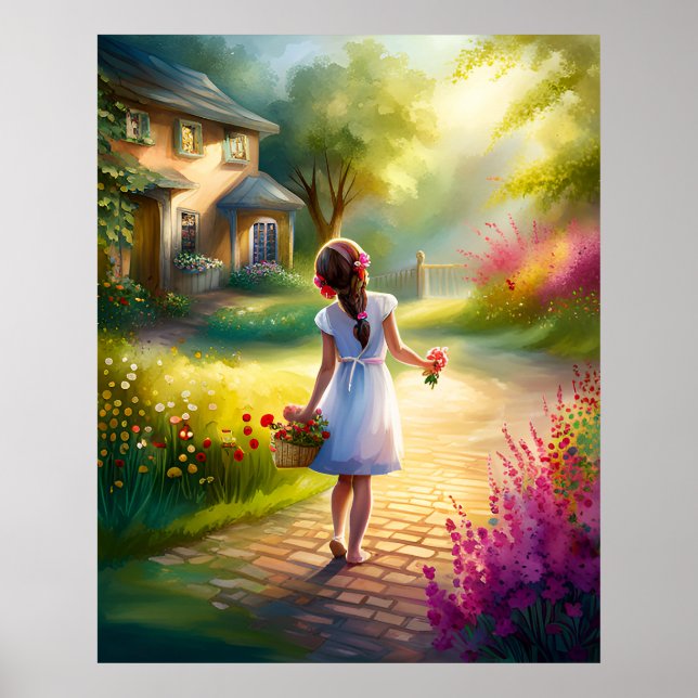 Póster Elegante acuarela Jardín de Dreams AI Pintura (Frente)
