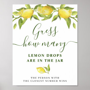 Póster Elegante acuarela Lemon Bridal Shower Poster