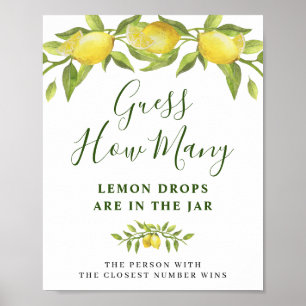Póster Elegante acuarela Lemon Bridal Shower Poster