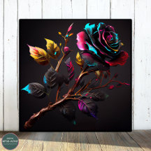 Elegante acuarela Moody Rosa Poster