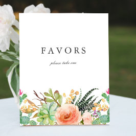 Póster Elegante acuarela Succulent Wedding Favorece el Ró