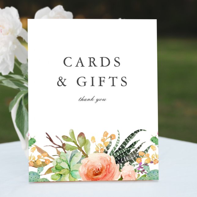 Póster Elegante acuarela Suculento Rótulo de regalos de b (Subido por el creador)