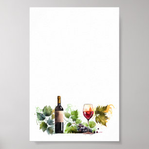 Póster Elegante acuarela Vineyard guión moderno