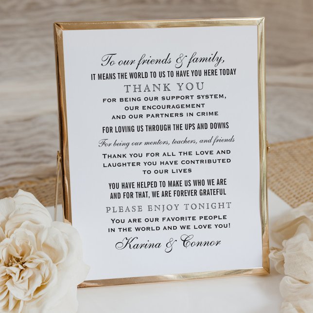Póster Elegante Agradecimiento para Invitado de Boda Negr (Subido por el creador)