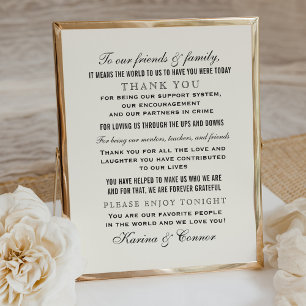 Póster Elegante Agradecimiento para Invitados de Boda en