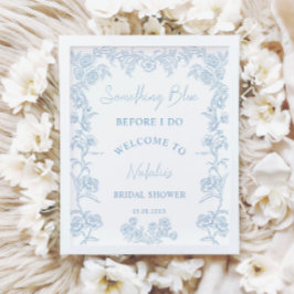 Póster Elegante Algo Azul Ducha De Novias Bienvenidos