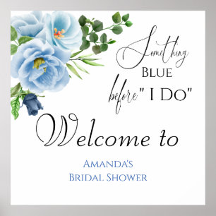 Póster Elegante Algo Azul Ducha De Novias Bienvenidos