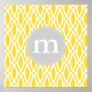 Póster Elegante amarillo moderno enrejado personalizado