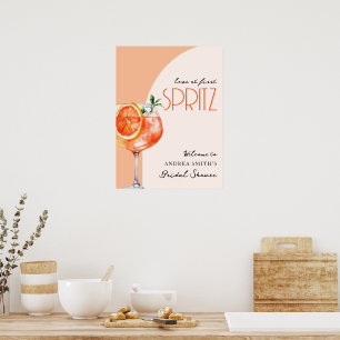 Póster Elegante amor en la primera ducha de novia Spritz 
