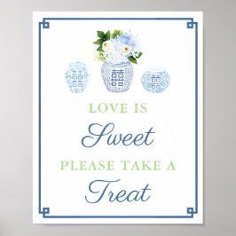Póster Elegante amor es dulce toma un regalo ducha de bod