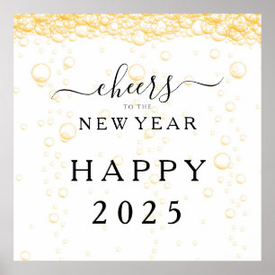 Póster Elegante Año Nuevo Feliz 2025