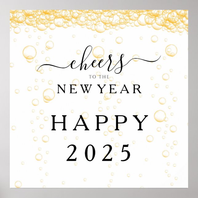 Póster Elegante Año Nuevo Feliz 2025 (Frente)