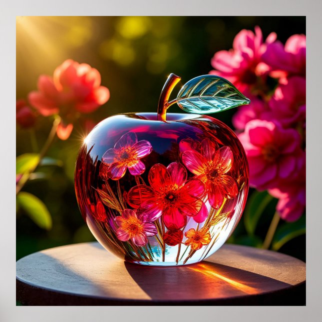 Póster Elegante Apple de vidrio decorativo (Frente)