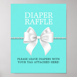 Póster Elegante Aqua Tiffany Baby Shower Diaper Raffle