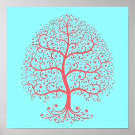 Póster Elegante árbol de la vida retro pastel rosado