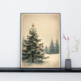 Póster Elegante árbol de Navidad en medio de un paisaje n