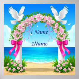 Póster Elegante Arco de Boda con palomas