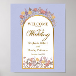 Póster Elegante Arco de Flor Silvestre Dorado Lavanda Dus