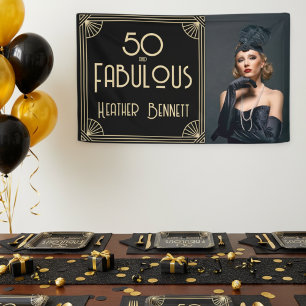 Póster Elegante Art Deco 50 y Cumpleaños Fabuoso