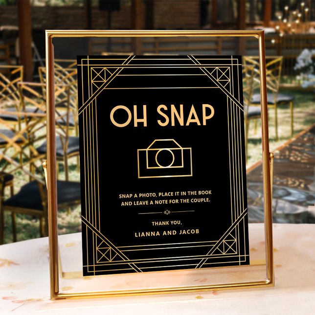 Póster Elegante Art Deco Oh Boda Snap Rótulo de oro negro (Subido por el creador)
