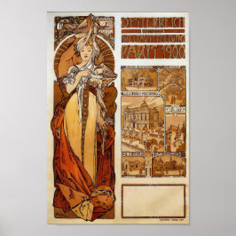 Póster Elegante Art Nouveau Vintage Paris 1900 Mucha