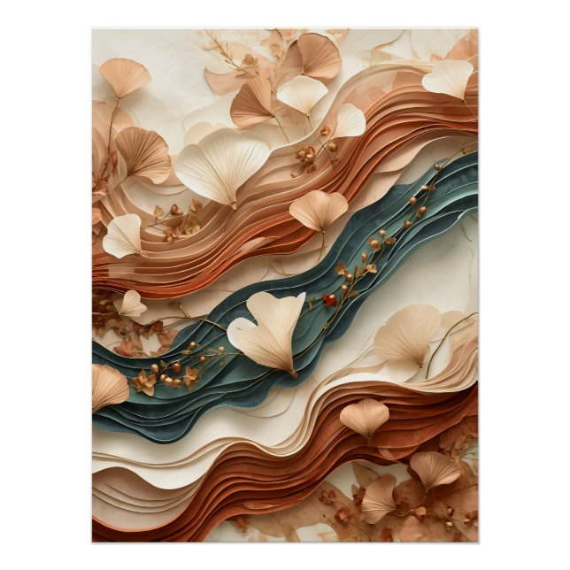 Póster ✨Elegante Arte Abstracto de Capas de Papel Botánic (Anverso)