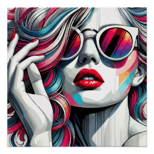 Póster Elegante arte de pintura Chica