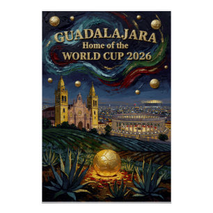Póster Elegante Arte Futbolístico de Guadalajara Estadio 