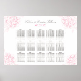 Póster Elegante asiento Boda de color gris rosa floral
