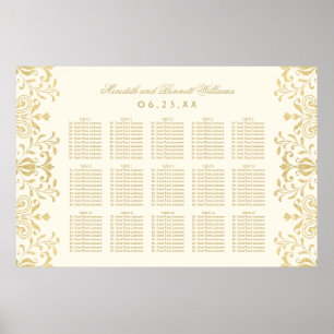 Póster Elegante asiento Boda de glamour vintage de marfil