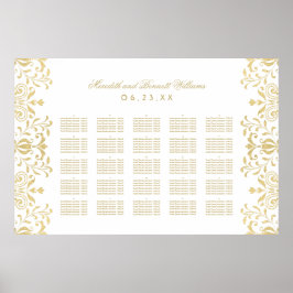 Póster Elegante asiento Boda de glamour vintage dorado