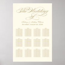 Elegante Asiento de Boda con Caligrafía Dorada en 
