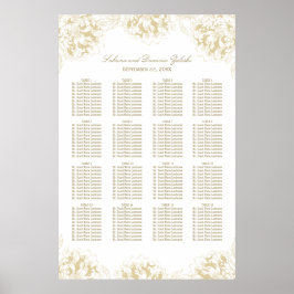 Póster Elegante asiento de Boda con flores de oro
