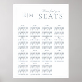 Póster Elegante asiento de Boda con guion azul turbio