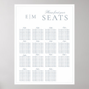 Póster Elegante asiento de Boda con guion azul turbio