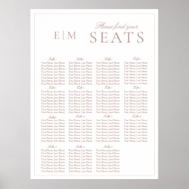 Póster Elegante asiento de Boda de escritura moderna rosa