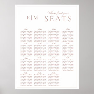 Póster Elegante asiento de Boda de escritura moderna rosa